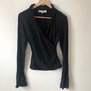 Anne Fontaine black pima cotton Shirt with Rhinestone Kitty Cat cufflinks!